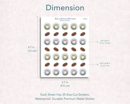 Daily Coffee Icon Sticker Sheet
