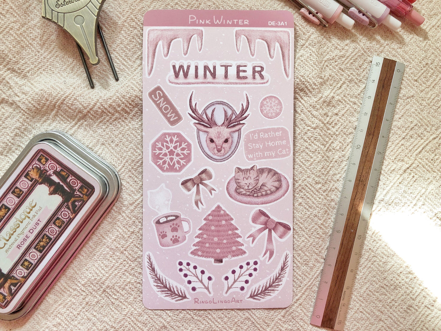 Pink Winter Sticker Sheet