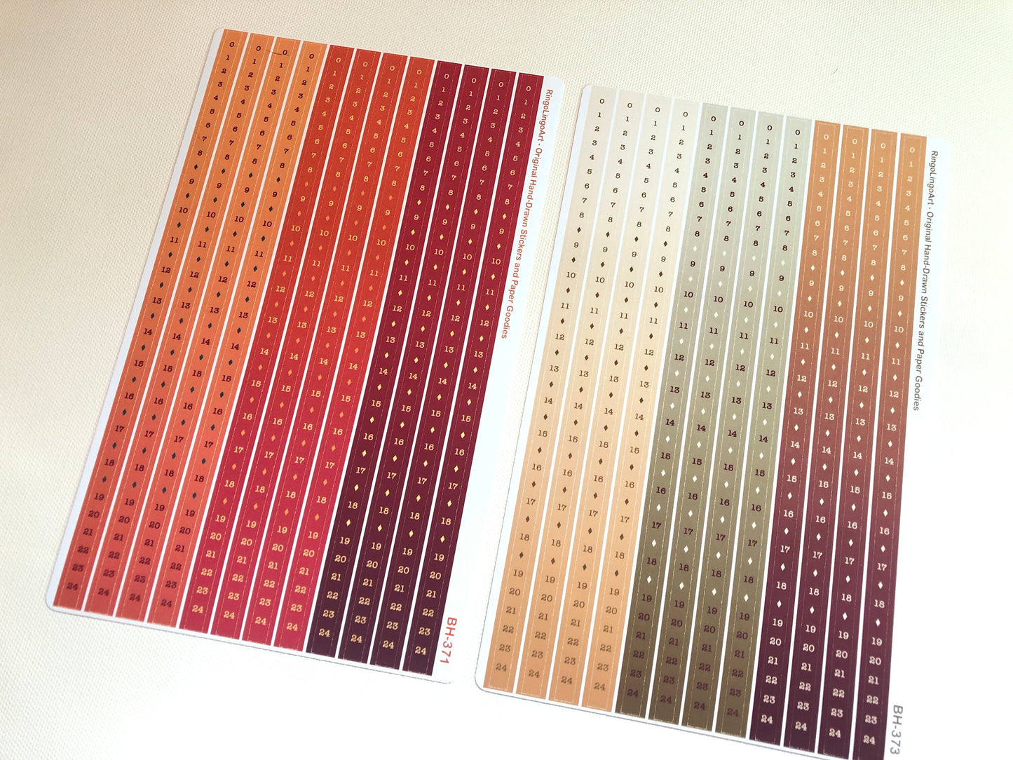Time Strip Sticker for 5mm grid (24 | 18 Hour) Gradient Autumn Color