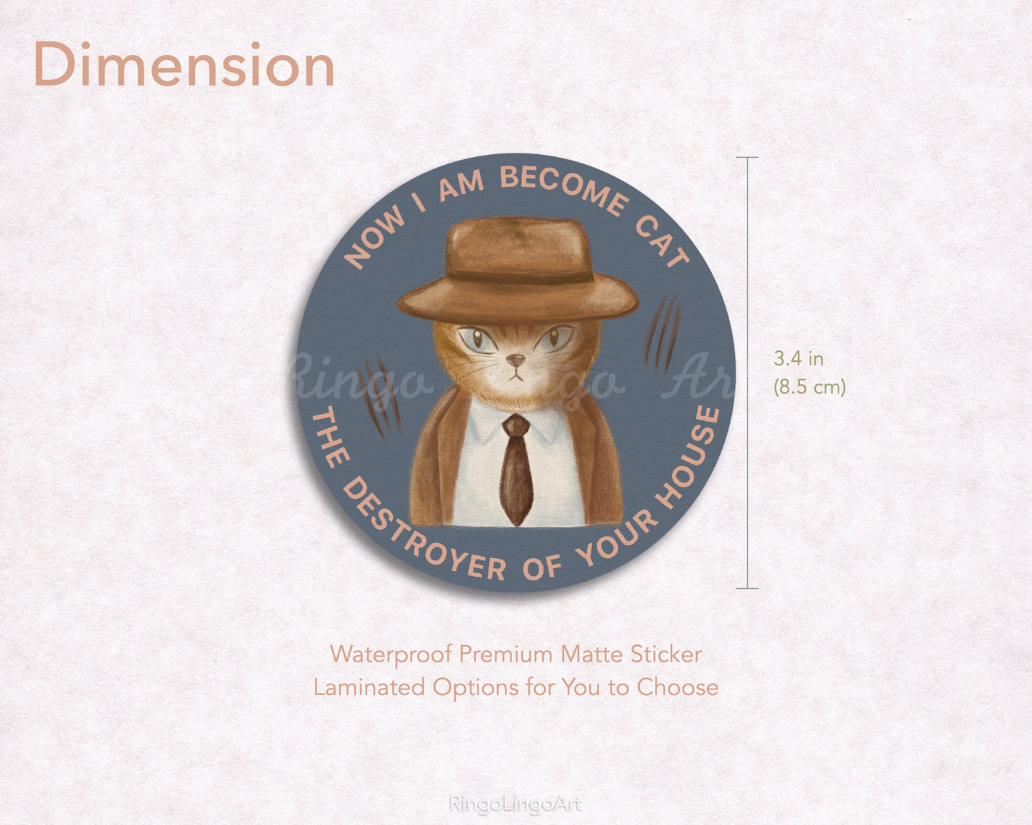 Oppenheimer Cat Waterproof Sticker