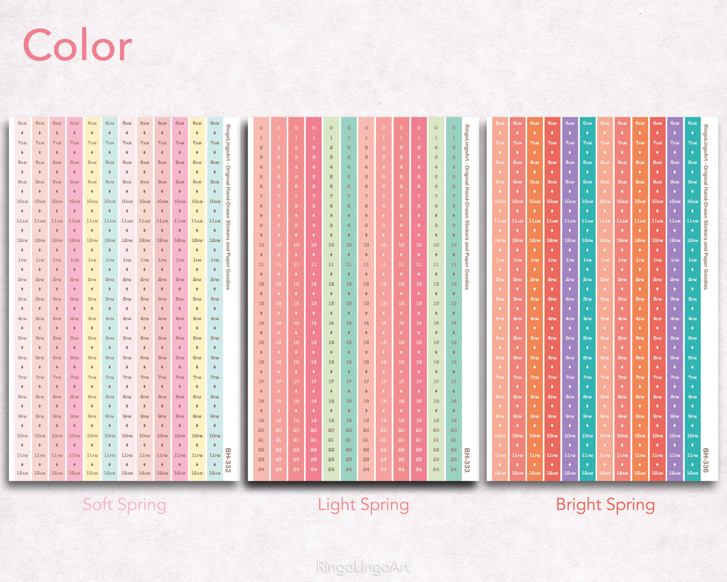 Time Strip Sticker for 5mm grid (24 | 18 Hour) Spring Color