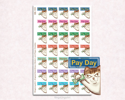 Pay Day Cat Reminder Sticker Sheet