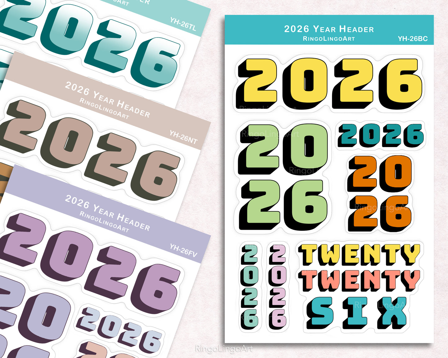 2026 Year Header Planner Sticker Sheet