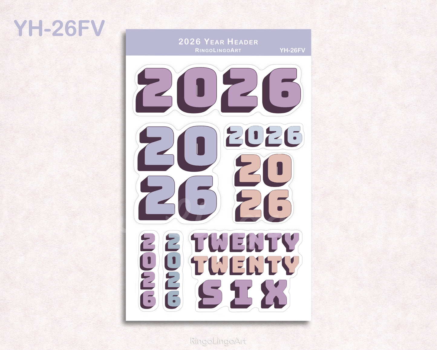 2026 Year Header Planner Sticker Sheet
