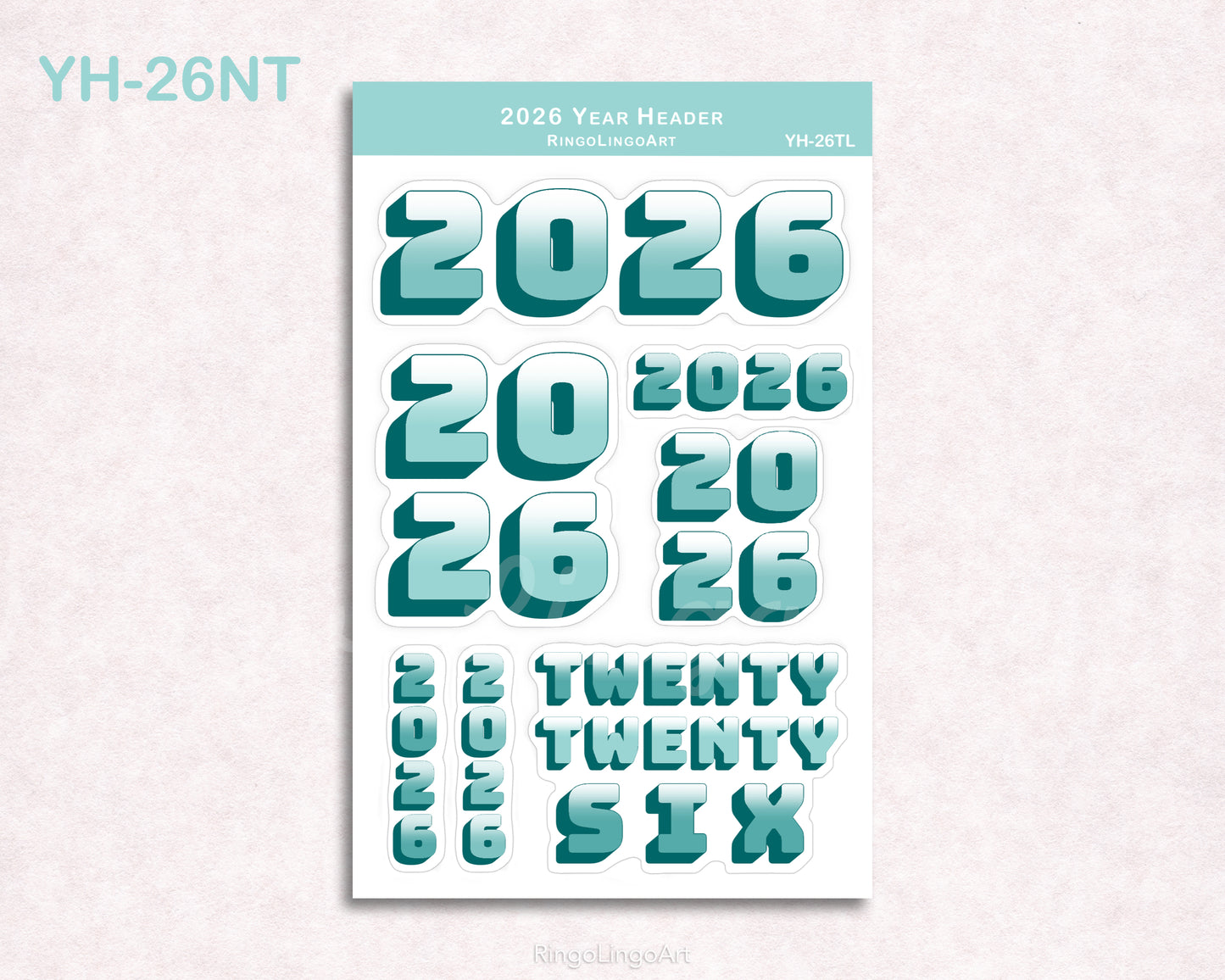 2026 Year Header Planner Sticker Sheet