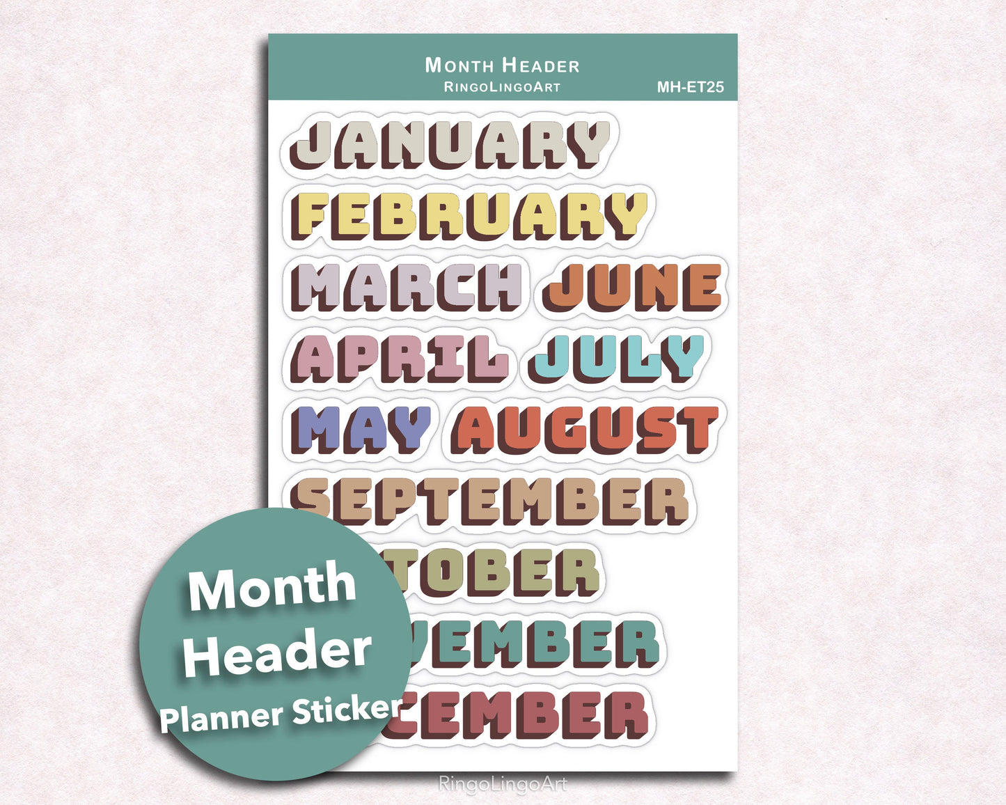 Month Header Sticker - Earthy Tone Color
