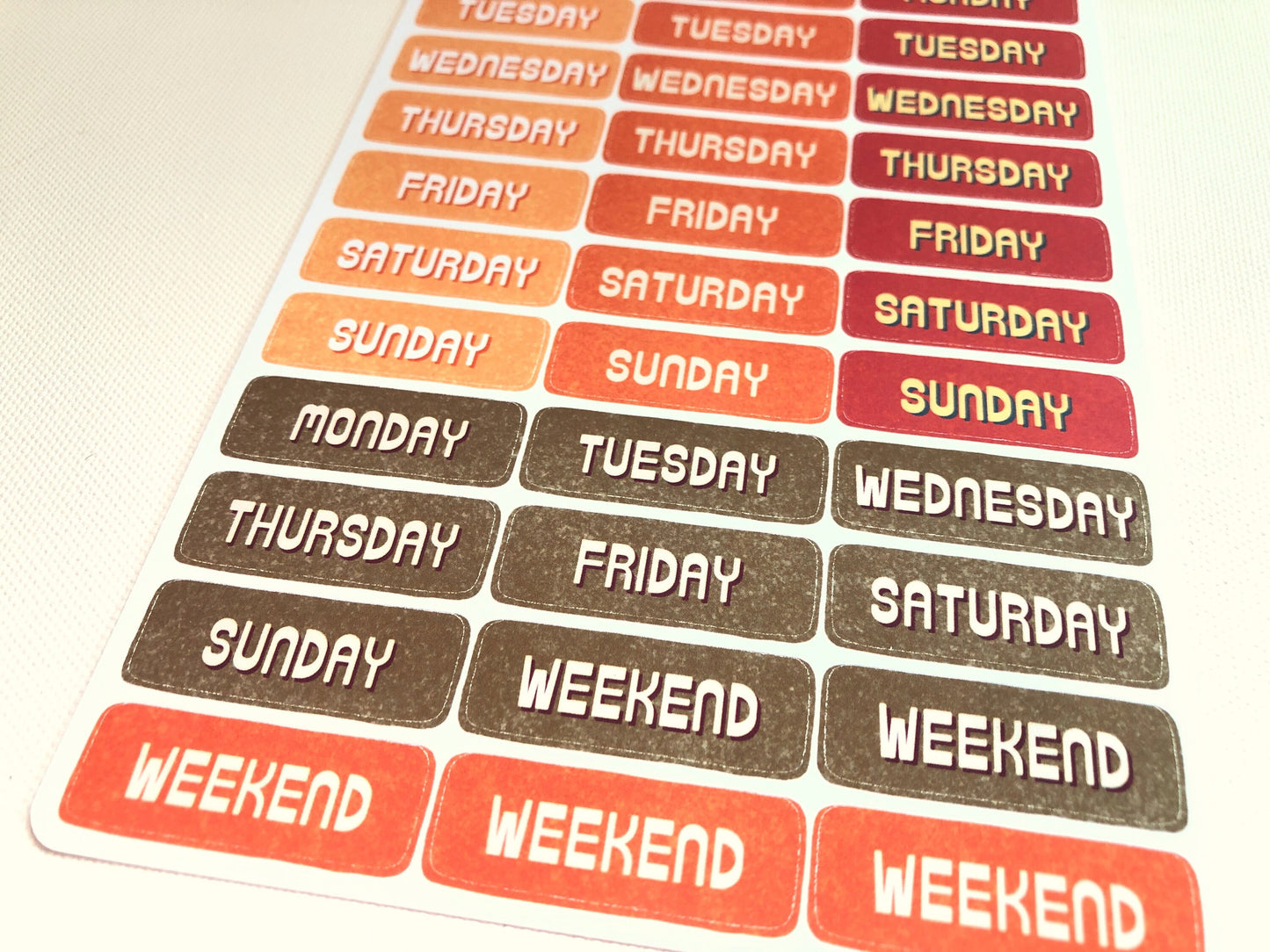 Days of the Week Sticker - Autumn Color