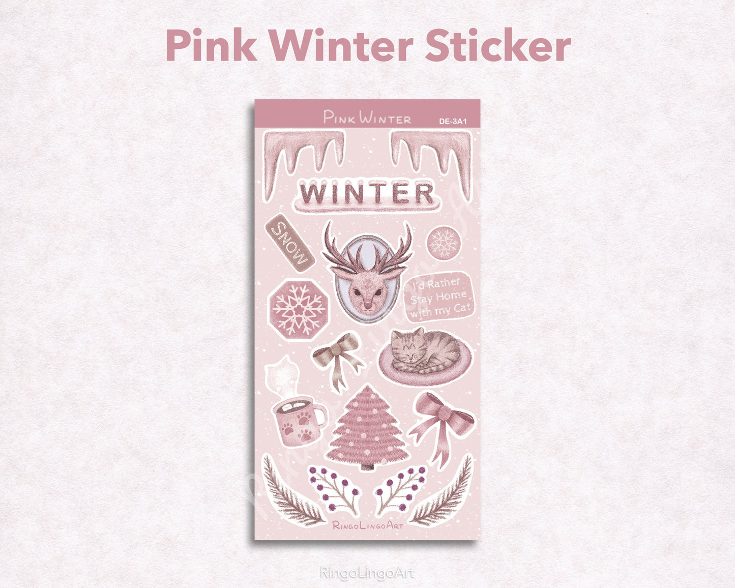 Pink Winter Sticker Sheet