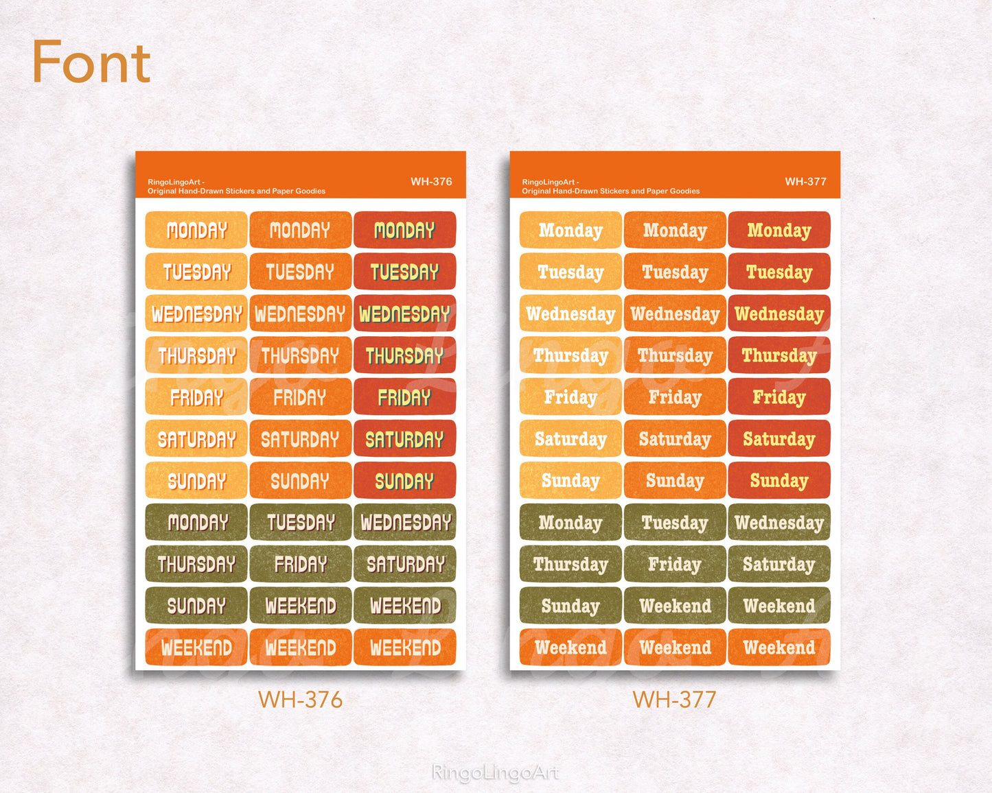 Days of the Week Sticker - Autumn Color