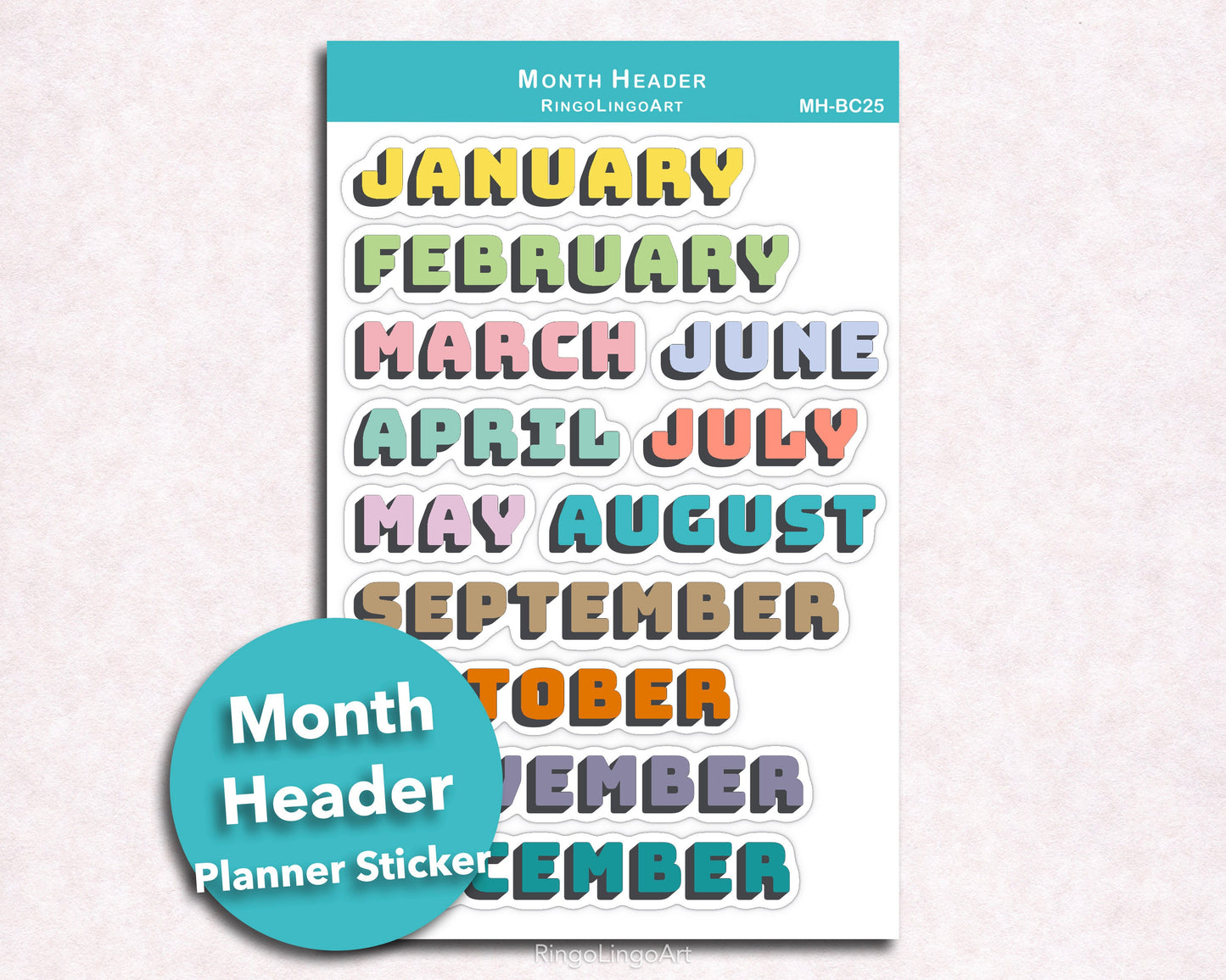 Month Header Sticker - Bright Color