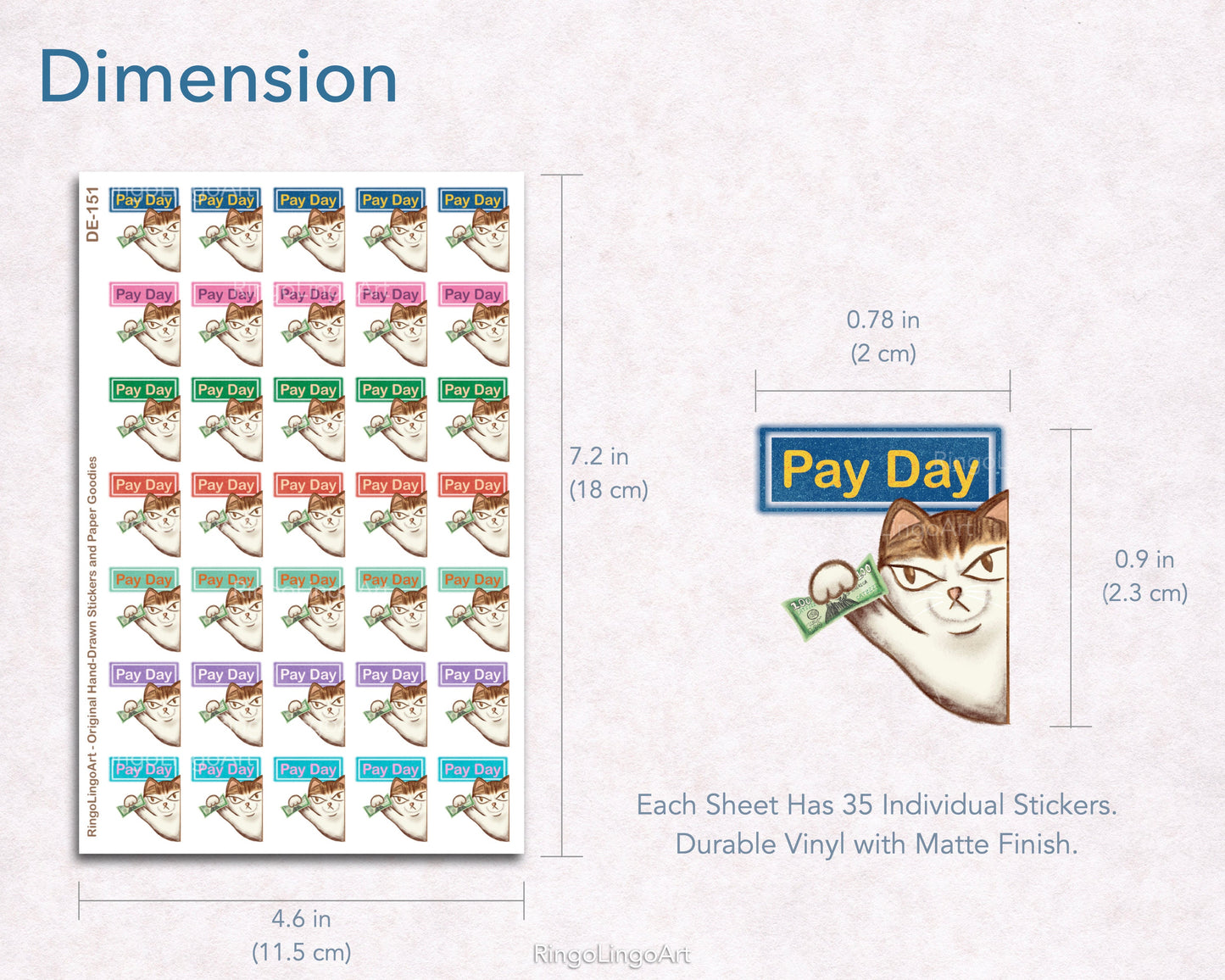 Pay Day Cat Reminder Sticker Sheet