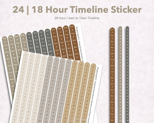 Time Strip Sticker for 5mm grid (24 | 18 Hour ) Neutral Tone 42