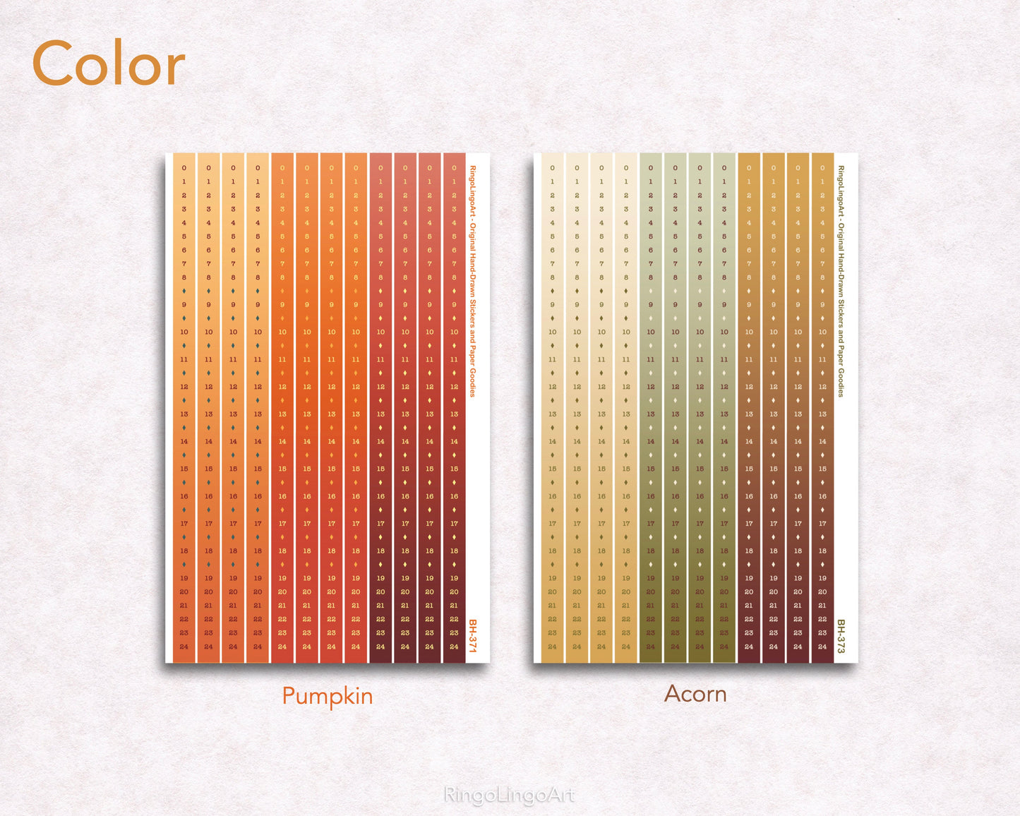 Time Strip Sticker for 5mm grid (24 | 18 Hour) Gradient Autumn Color