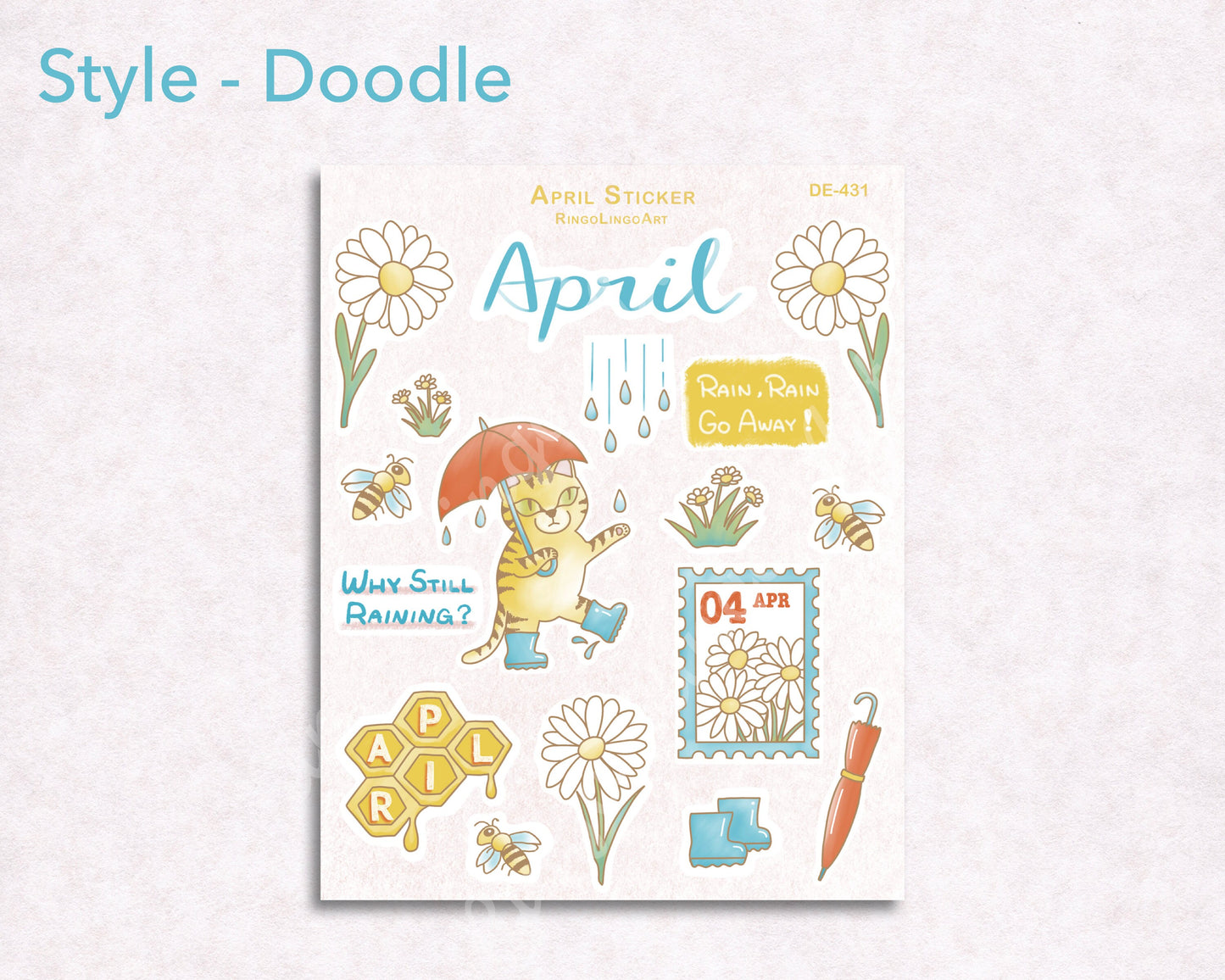 April Rain Cat Sticker Sheet