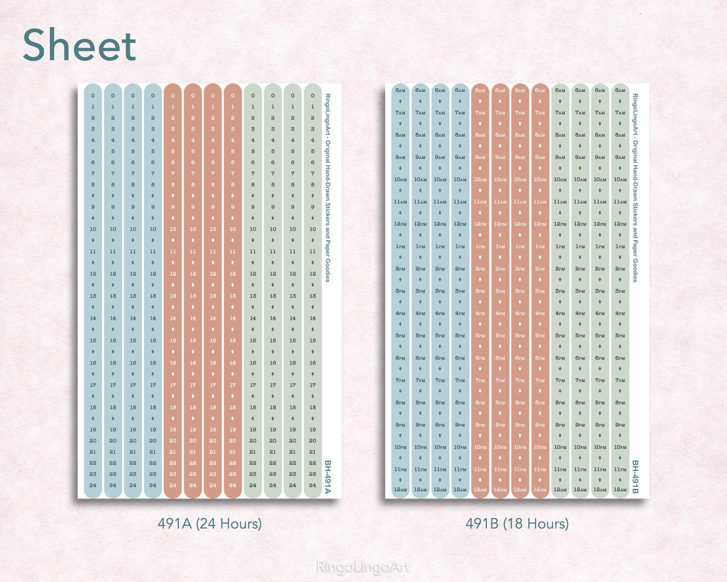 Time Strip Sticker for 5mm grid (24 | 18 Hour) Barista Cat
