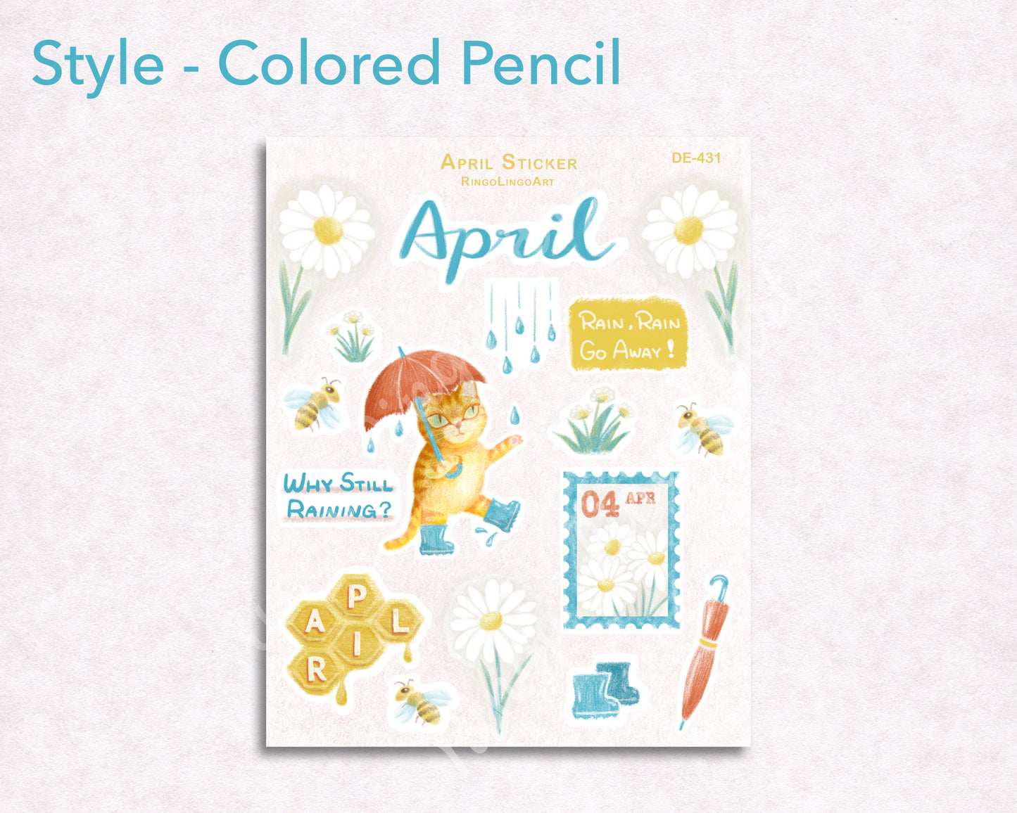 April Rain Cat Sticker Sheet