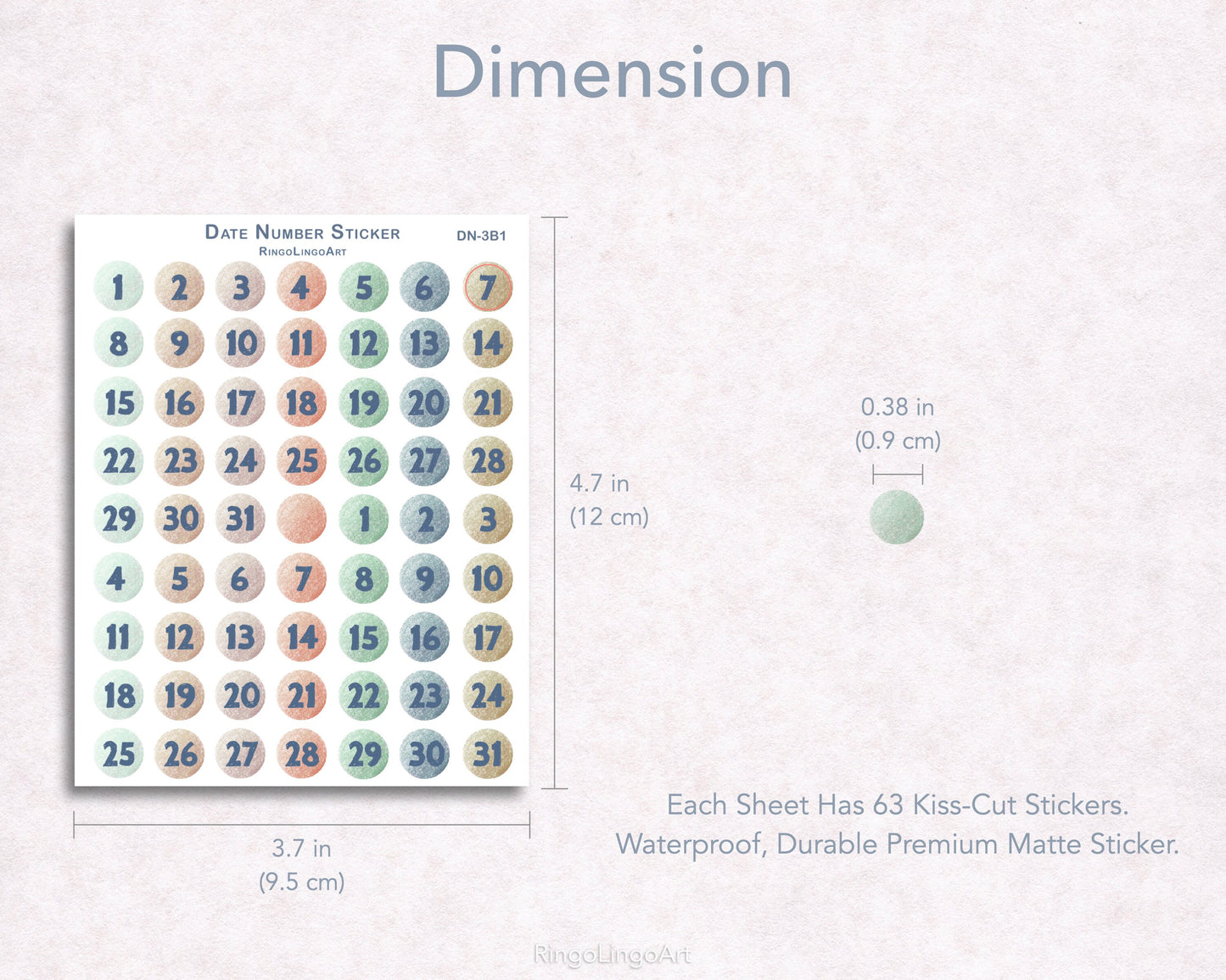 Dot Date Number Sticker Sheet