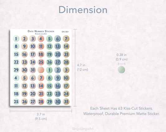 Dot Date Number Sticker Sheet