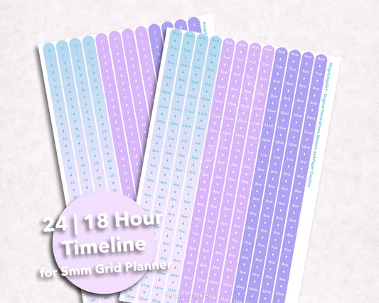 Time Strip Sticker for 5mm grid (24 | 18 Hour ) May Theme Color