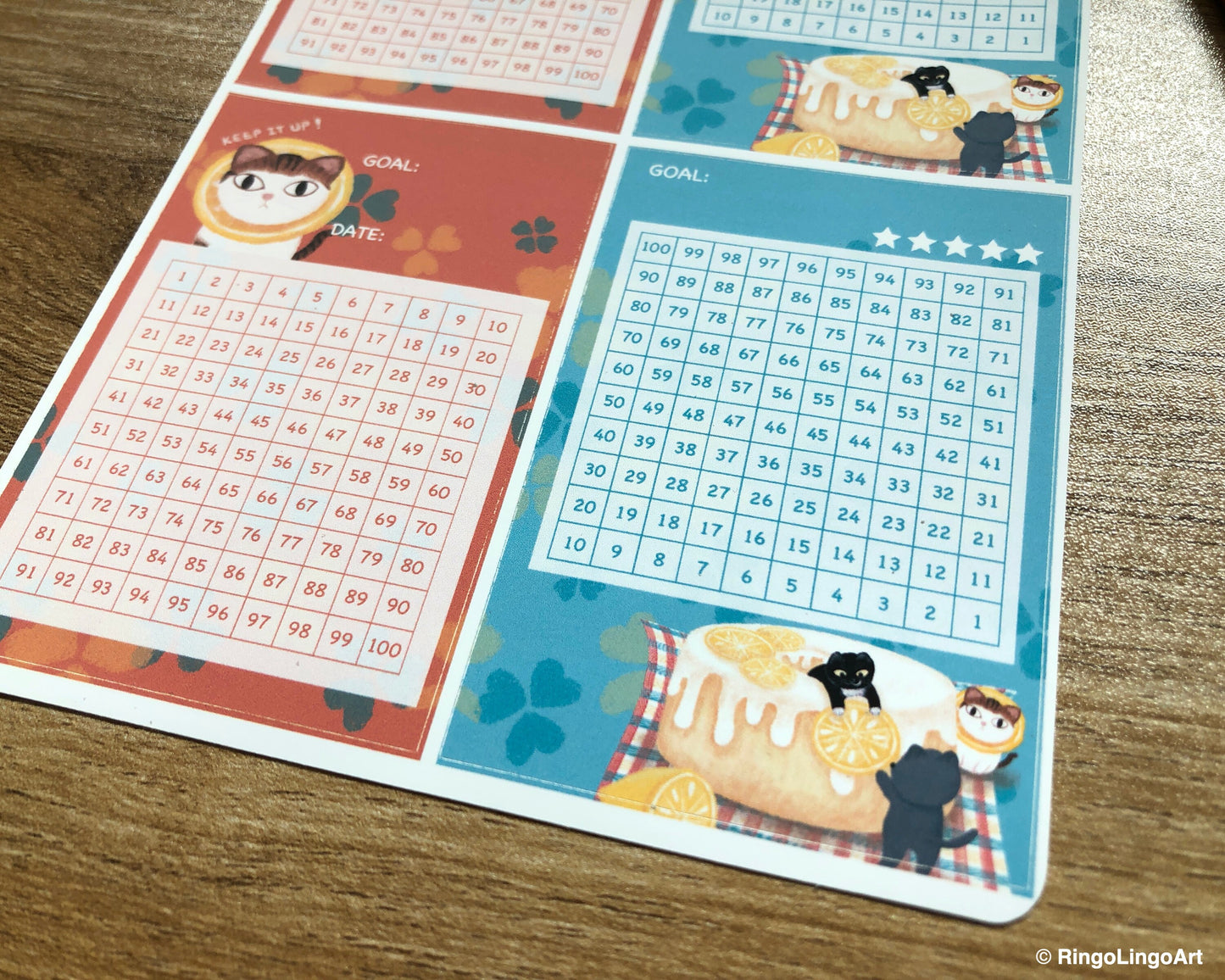 Challenge Tracker Sticker (100 Days) - Chiffon Cake Cat