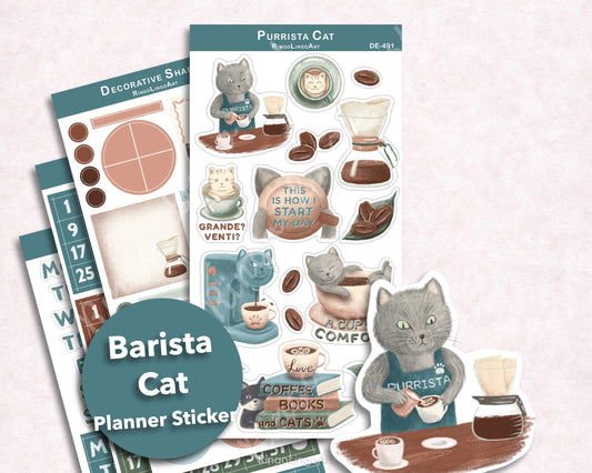 Barista Cat Sticker Sheet