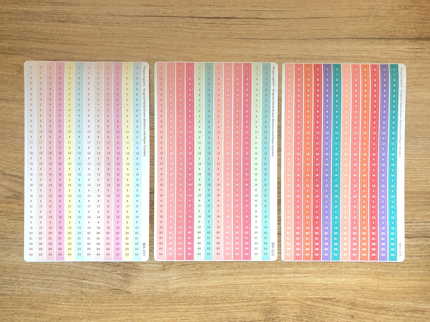 Time Strip Sticker for 5mm grid (24 | 18 Hour) Spring Color