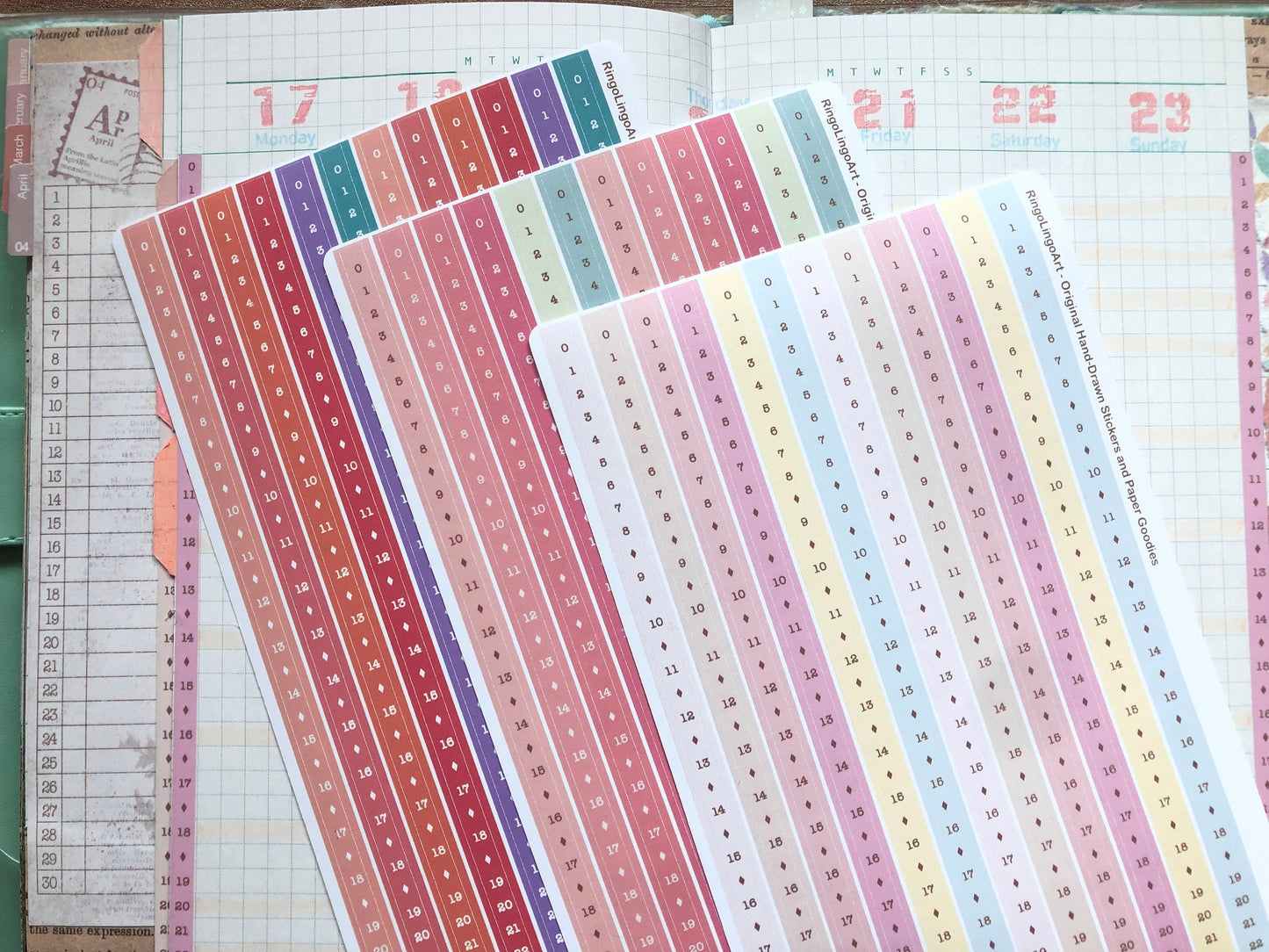 Time Strip Sticker for 5mm grid (24 | 18 Hour) Spring Color