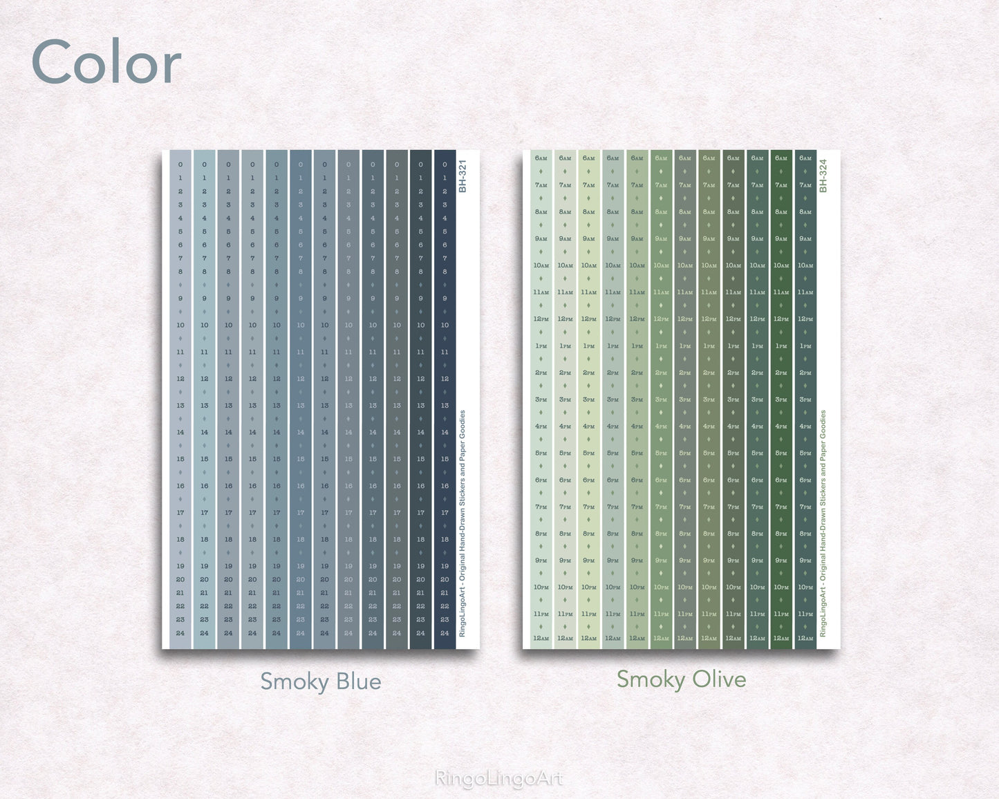 Time Strip Sticker for 5mm grid (24 | 18 Hour) Smoky Color