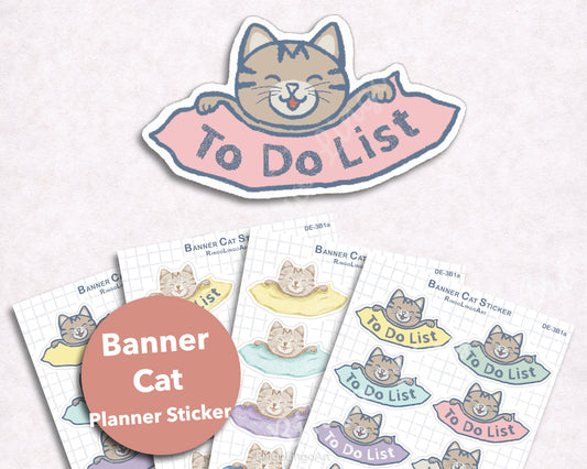 Cat with Banner Sticker Sheet