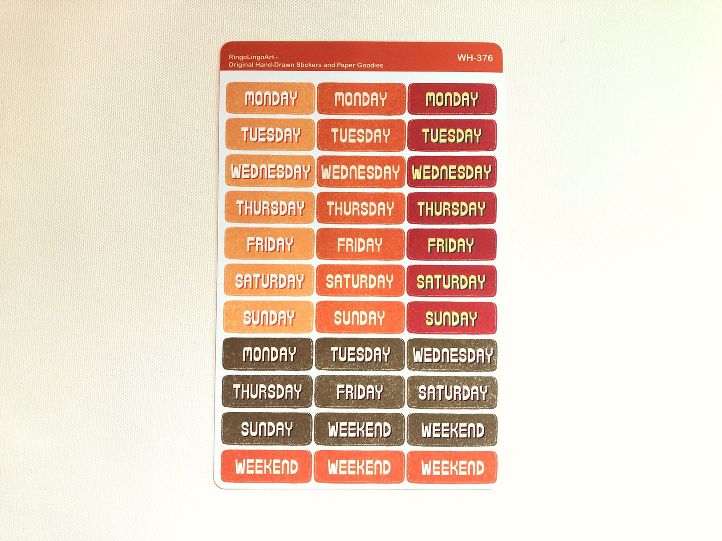 Days of the Week Sticker - Autumn Color