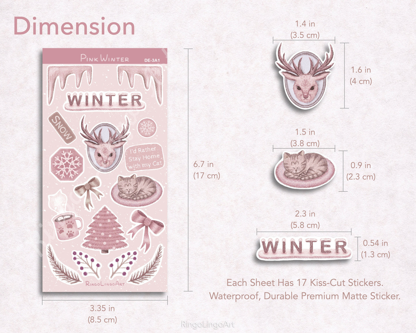 Pink Winter Sticker Sheet