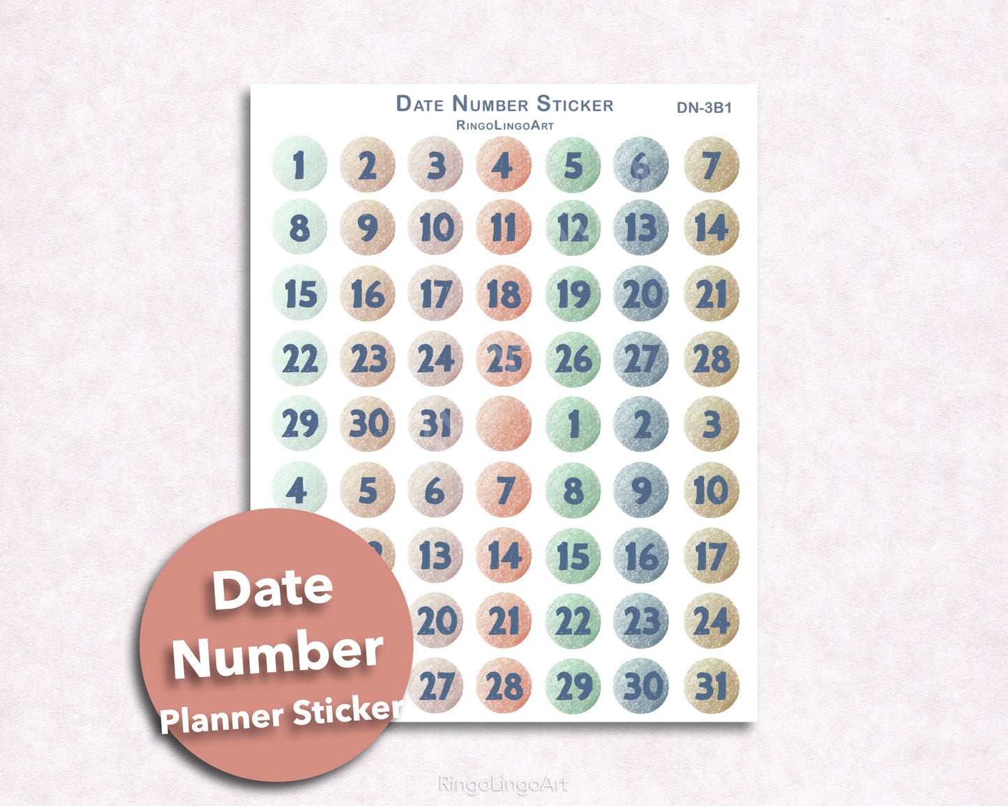 Dot Date Number Sticker Sheet