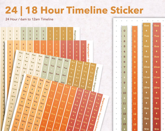 Time Strip Sticker for 5mm grid (24 | 18 Hour) Gradient Autumn Color