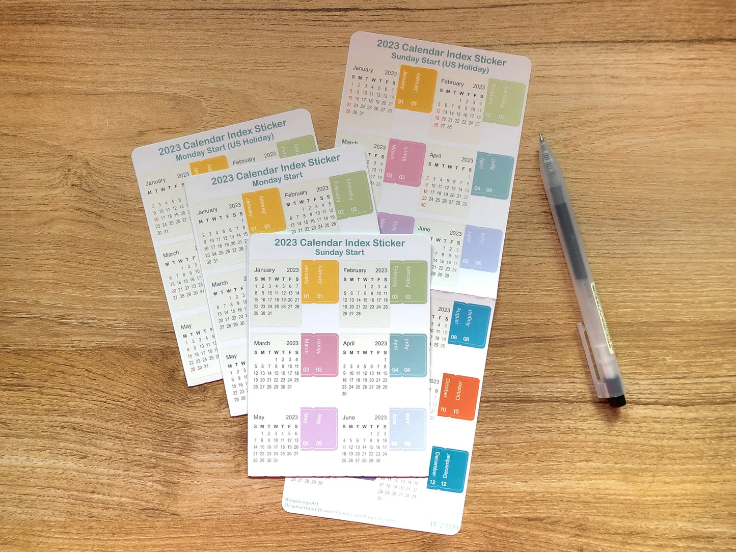 2026 Monthly Calendar Index Sticker