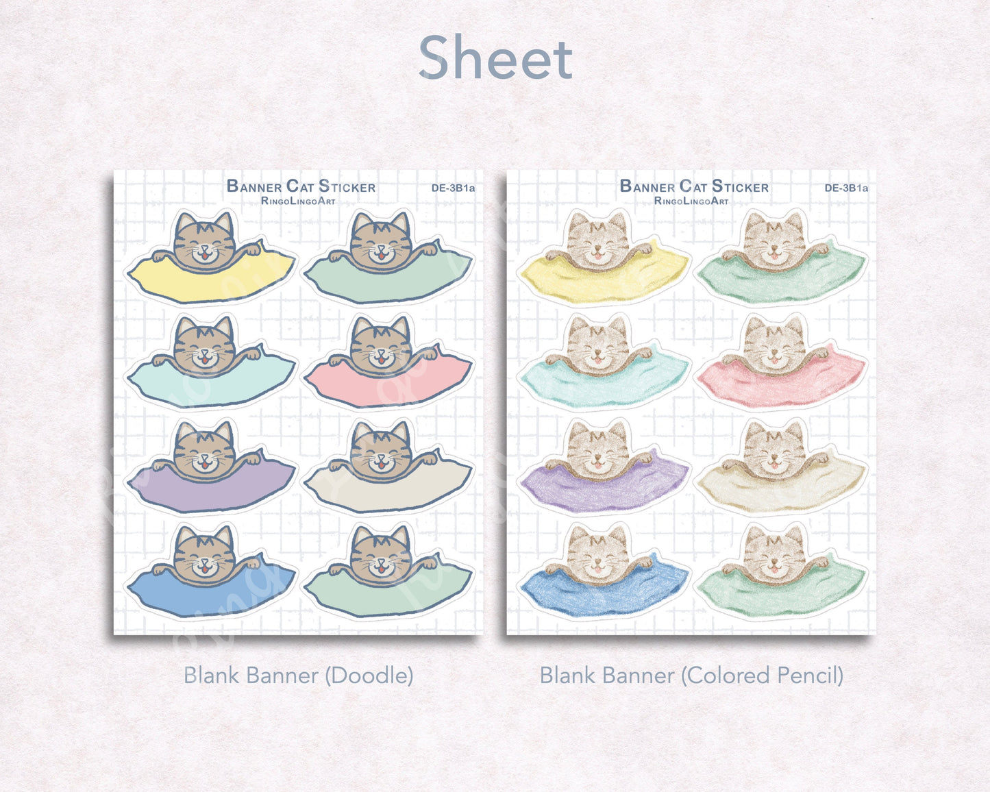 Cat with Banner Sticker Sheet