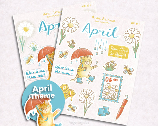 April Rain Cat Sticker Sheet