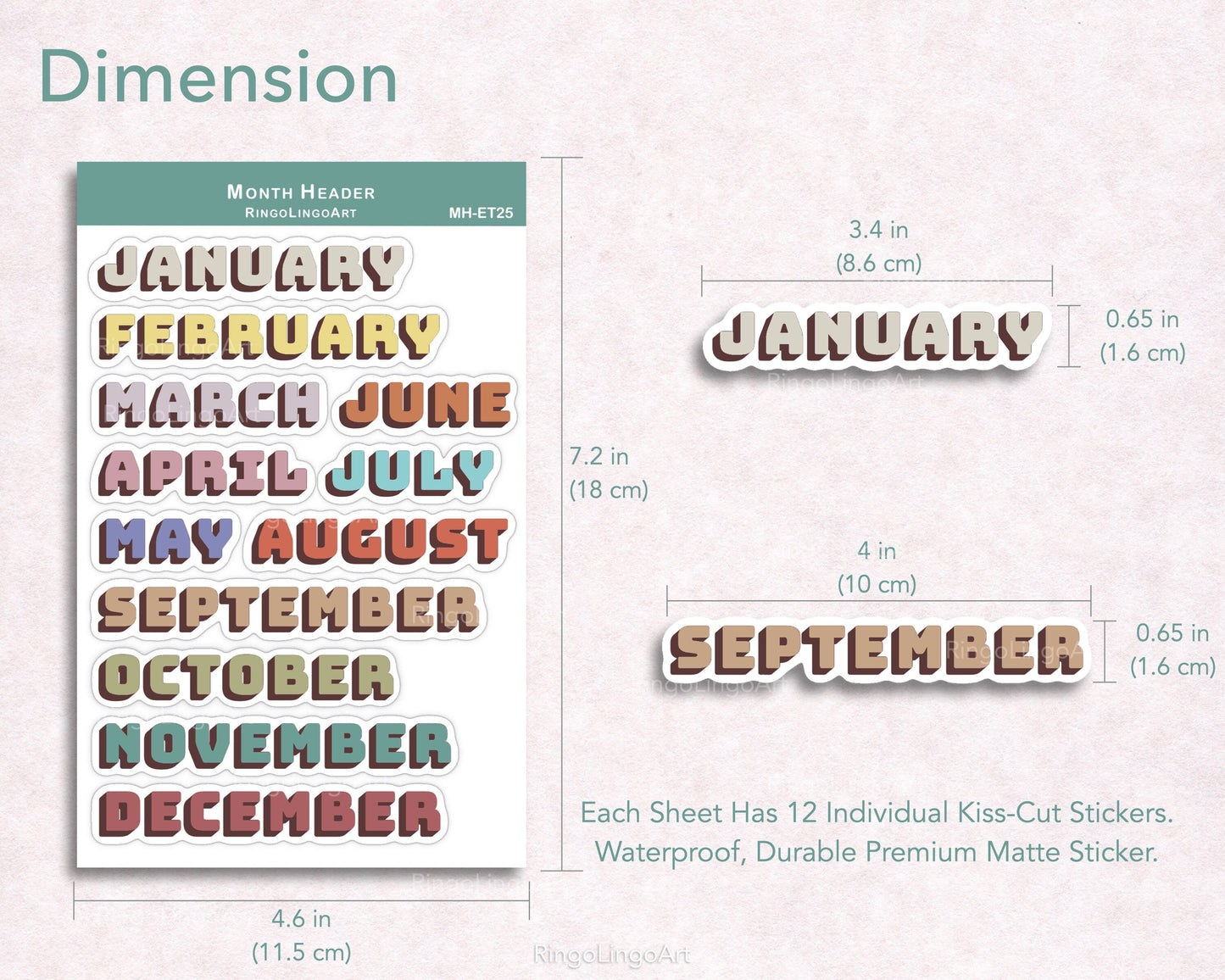 Month Header Sticker - Earthy Tone Color