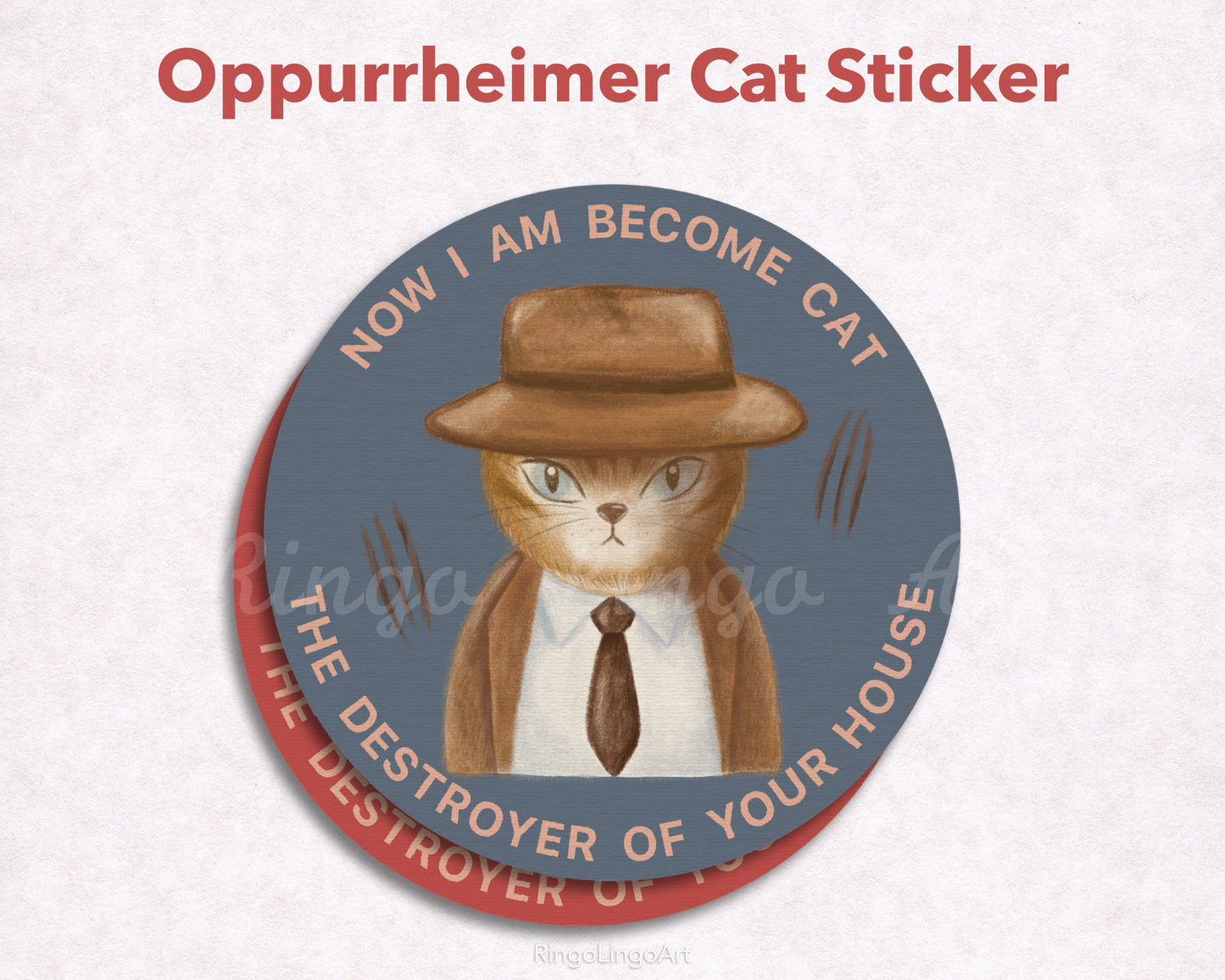 Oppenheimer Cat Waterproof Sticker