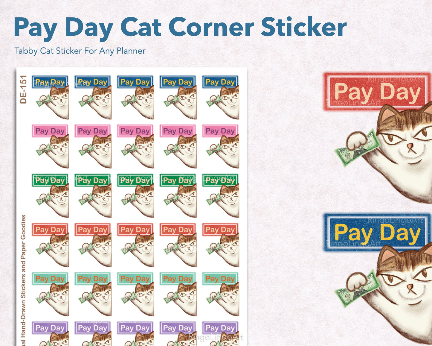 Pay Day Cat Reminder Sticker Sheet
