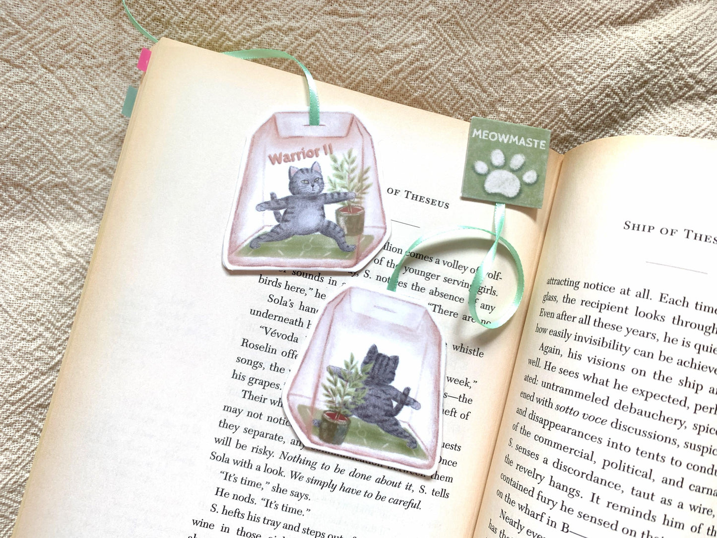 Yoga Cat in a Tea Bag Bookmark