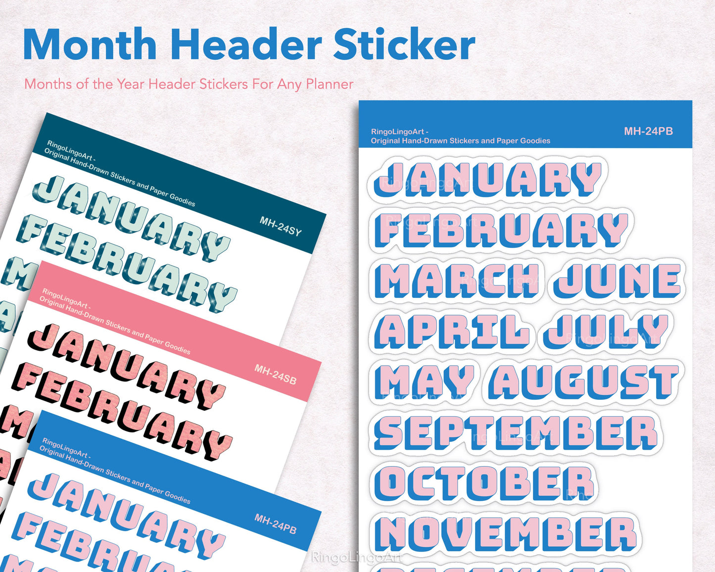 Month Header Planner Sticker - Retro Vibes (MH-24)