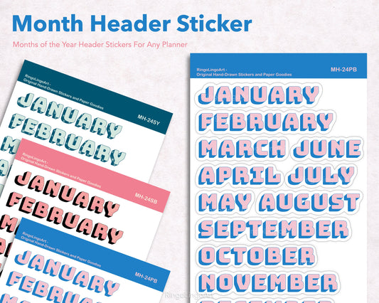 Month Header Planner Sticker - Retro Vibes (MH-24)