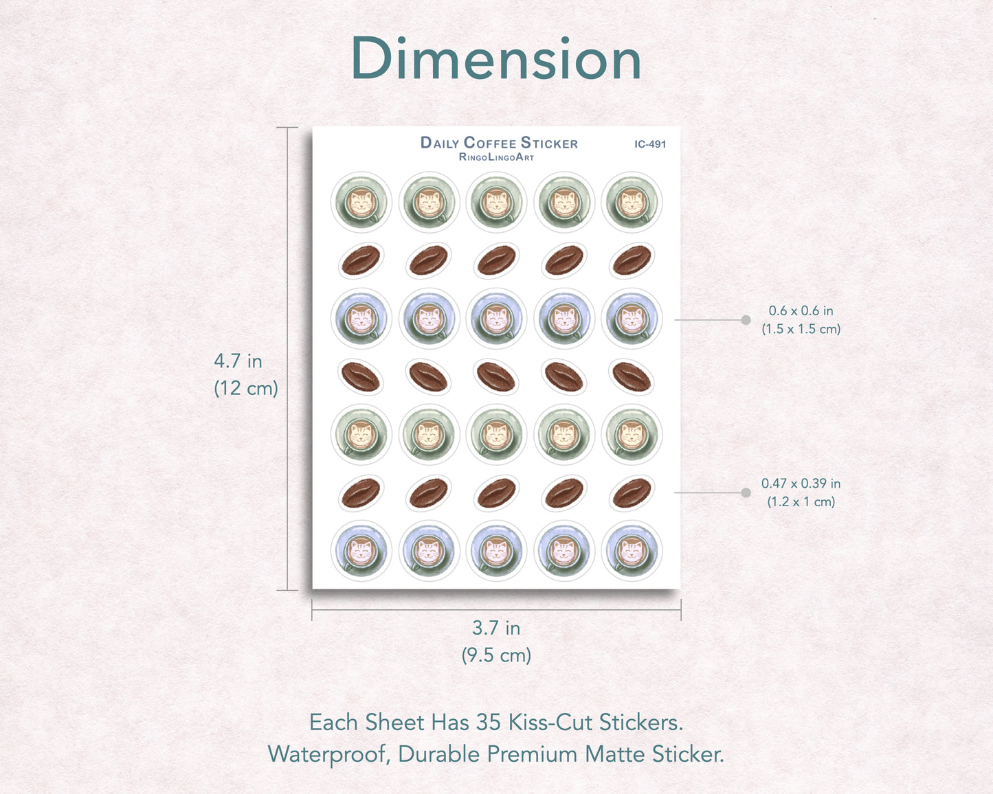 Daily Coffee Icon Sticker Sheet