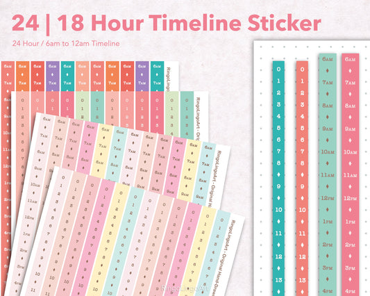 Time Strip Sticker for 5mm grid (24 | 18 Hour) Spring Color