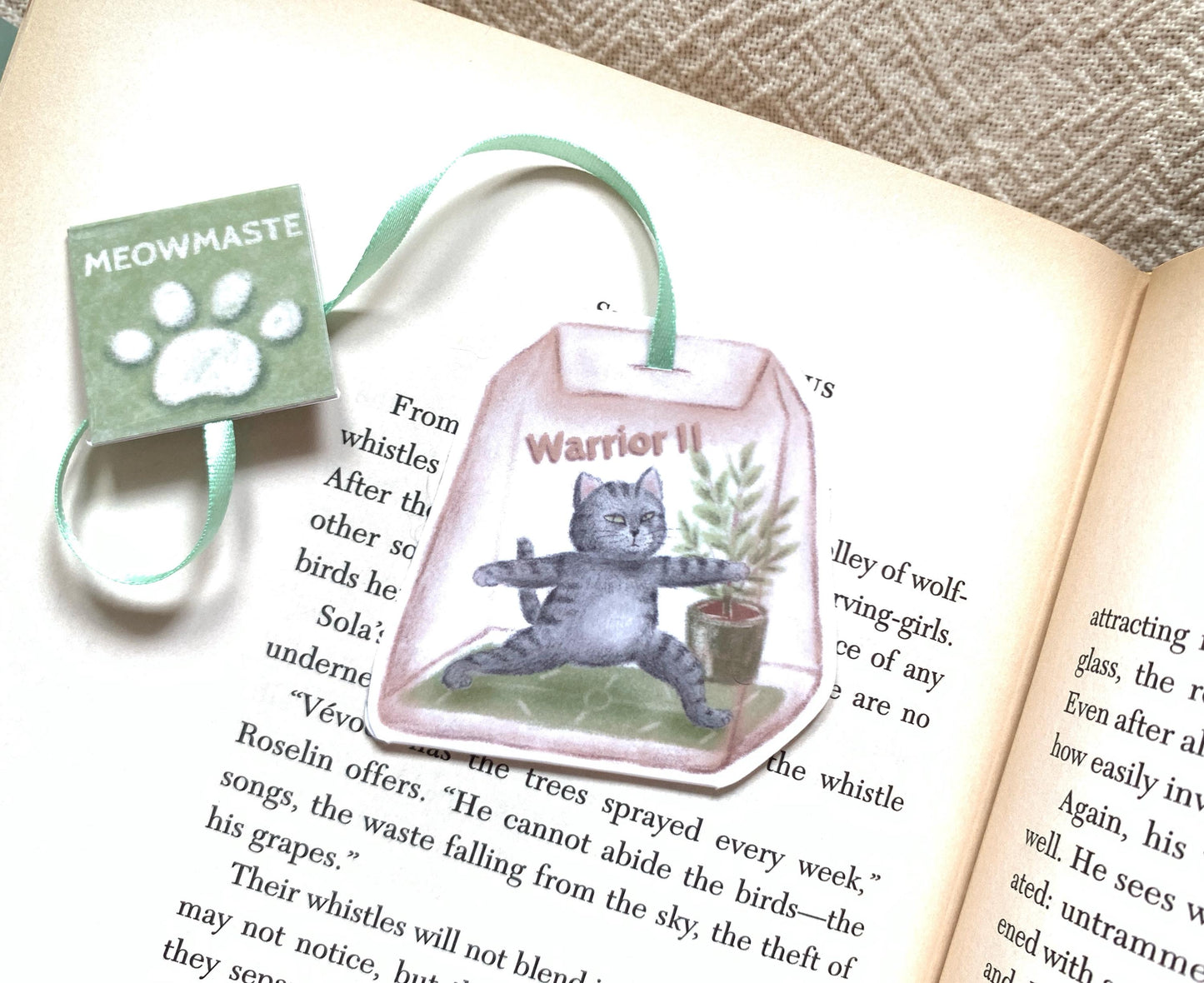 Yoga Cat in a Tea Bag Bookmark
