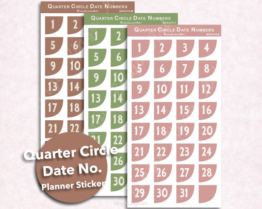 Quarter Circle Corner Date Number Sticker - Mocha