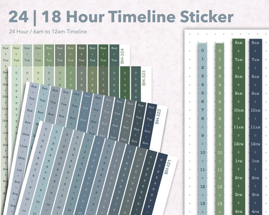 Time Strip Sticker for 5mm grid (24 | 18 Hour) Smoky Color