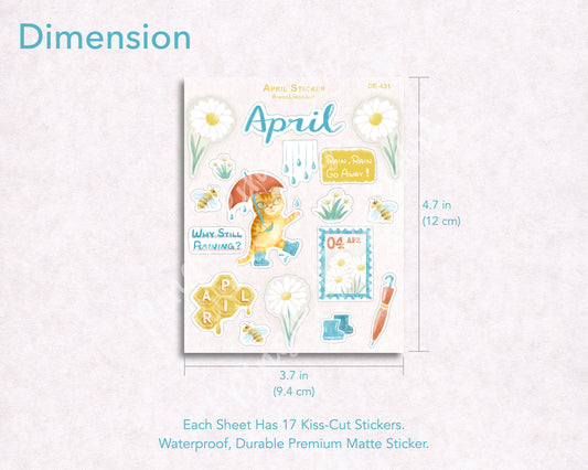 April Rain Cat Sticker Sheet