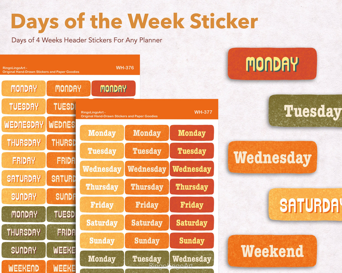 Days of the Week Sticker - Autumn Color
