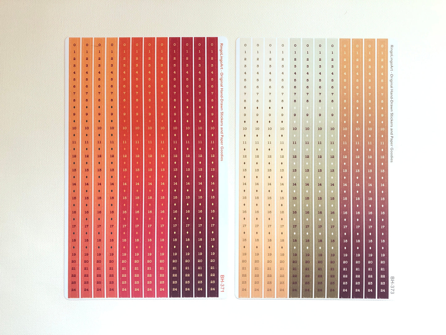Time Strip Sticker for 5mm grid (24 | 18 Hour) Gradient Autumn Color